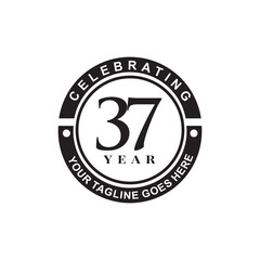 Fototapeta premium 37th year anniversary emblem logo design template