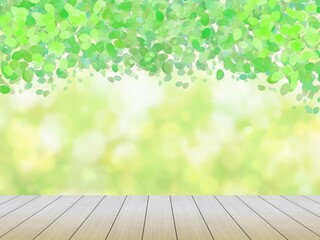 木の葉と木の板の背景イラスト no.0