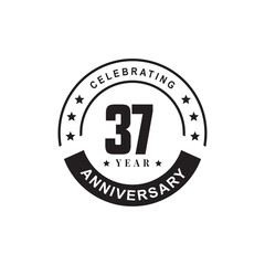 37th year anniversary emblem logo design template