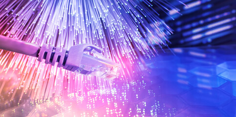 Ethernet cable lan internet wire data connection. Networking and communication