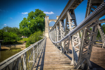 Fototapeta na wymiar Picture taken on the Suspension Bridge in Waco, TX
