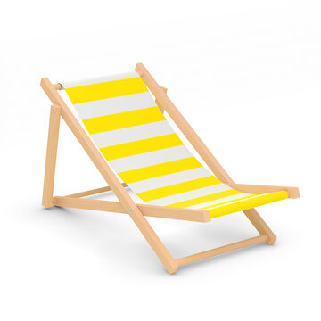 Chaise longue, isolated yellow and white color. 3d rendering.
