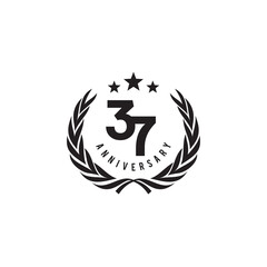 37th year anniversary emblem logo design template