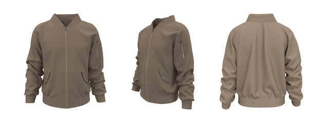 Bomber jacket mockup, design presentation for print, 3d illustration, 3d rendering