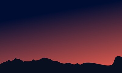 Red sky and Mountain sunset nature background. Vector illustration