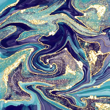 marbling abstract luxury composition Inkscapes. Watercolour landscape, texture, Alcohol ink, Fluid chaos, art, kintsugi style and liquid and watercolor gold blue turquoise