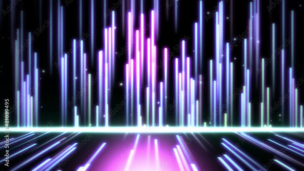 Aufkleber abstract background. glow gradient multicolor particles form lines, surfaces, string structures as v