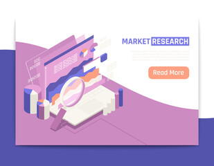Market Research Isometric Landing Page