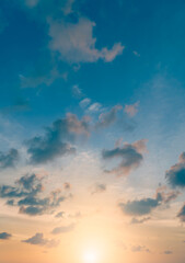 Sunset sky and clouds vertical in the evening 