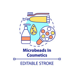 Microbeads in cosmetics concept icon. Microplastics sources idea thin line illustration. Ecology problem. Harmful pollution. Vector isolated outline RGB color drawing. Editable stroke
