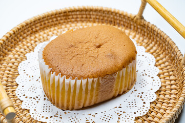 sponge cake on white background
