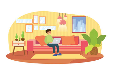 Social media young asian micro influencer in relax casual style at home