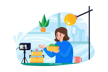 Vloger broadcasting live event illustration concept