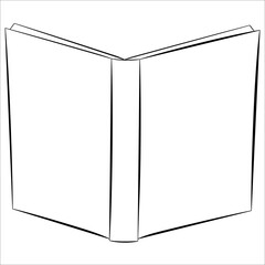 Open diary, hardcover book. Vector icon for web, library design.Vector isolated on white, outline style.