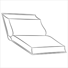 Vector icon of an open book made of paper. Reading a novel, encyclopedia, diary.Vector isolated on white, outline style.