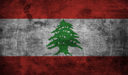 Grunge Lebanon flag. Lebanon flag with waving grunge texture.