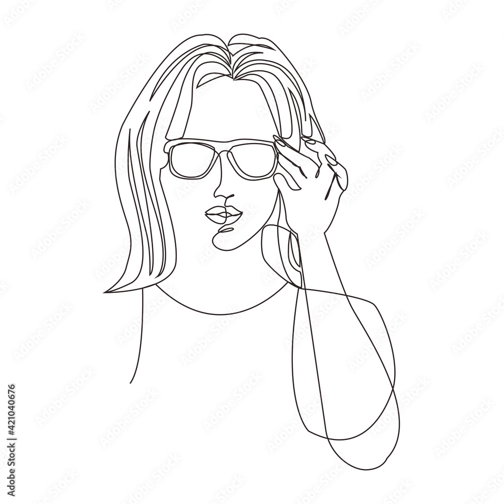 Sticker woman wearing glasses