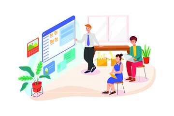 The man is coaching about business management.