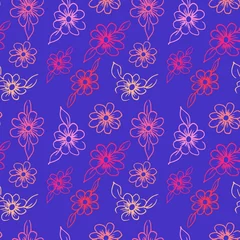 Deurstickers set of simple doodles of summer flowers. abstract floral illustration. hand drawn vector graphics. color illustration pattern © Ольга Мороз