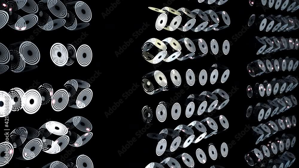 Poster futuristic technology structure. movement along abstract wall of cubic and circle shapes with light 
