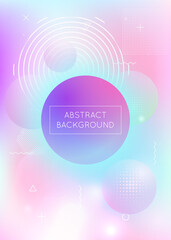 Memphis gradient background with liquid shapes. Dynamic holographic fluid with bauhaus elements.