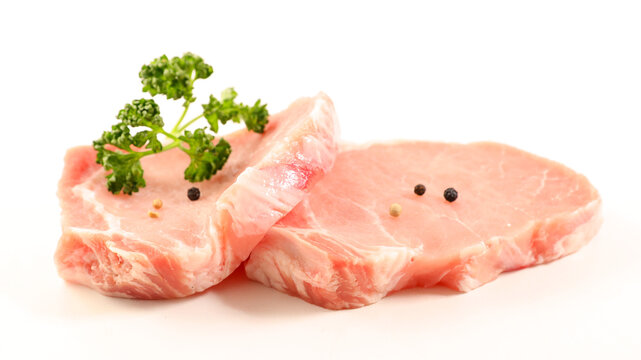 Raw Pork Chop Isolated On White Background