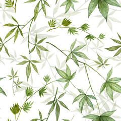 Naklejka na ściany i meble Seamless pattern with hand painted watercolor twigs