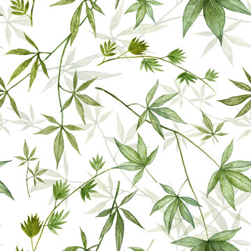 Seamless pattern with hand painted watercolor twigs