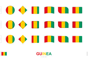 Guinea flag set, simple flags of Guinea with three different effects.
