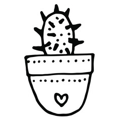 Cacti doodle illustration isolated on a white background.Doodle for printing on paper, logo, clothes, blanks for designers