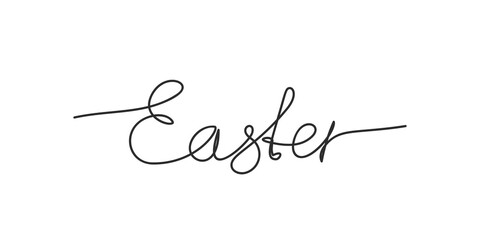 Easter word handwritten inscription Continuous one line drawing, Text made of thin line. Hand drawn vector minimalist illustration, Design element for Easter holidays
