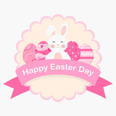 This is a round label with cute rabbit and egg elements for easter day.