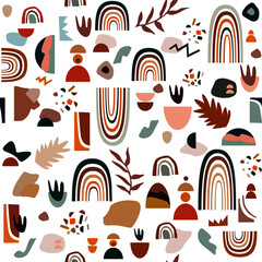 Abstract creative pattern. Modern art background. Modern graphic design. Pattern with abstraction elements, leaves and natural shapes.