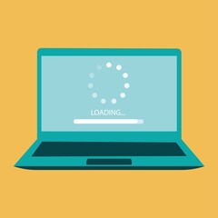 download icon. laptop which downloads files. download files vector