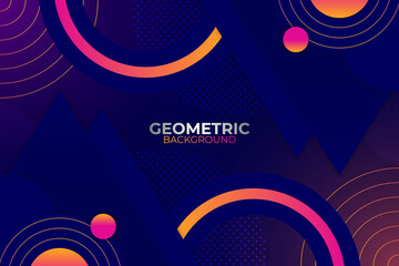 Abstract Geometric Modern Shiny Blue Orange and Pink Background