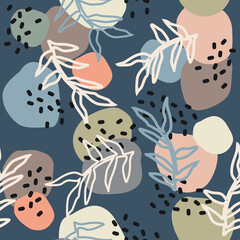 Fototapeta na wymiar Abstract design with nature-inspired and abstract shapes. Modern exotic plants illustration. Creative pattern with hand drawn shapes