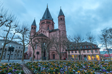 Blumenbeet vor dem Mainzer Dom