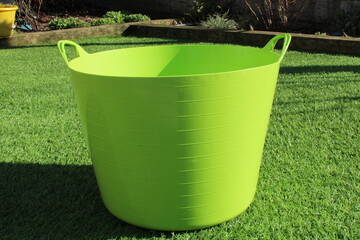 Large lime green ribbed garden tub