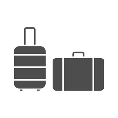 Suitcase icon set. Travel luggage black silhouette symbol collection. Vector isolated on white.