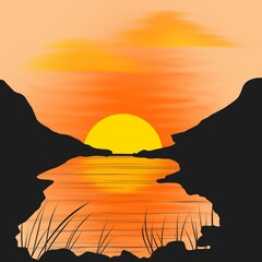 sunset over the mountains