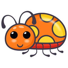 Obraz premium Lady beetle insect, flat cartoon icon of ladybird