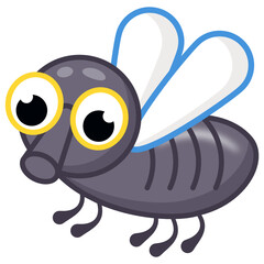 
Eusocial insect, flat cartoon icon of wild ant 

