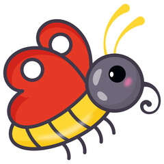 
Flying insect icon of flat cartoon style,  

