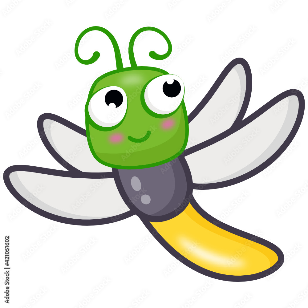 Sticker honey pollinator flying insect, flat cartoon of cute bee