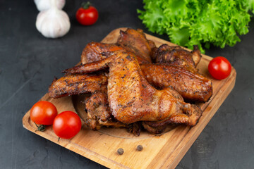 Grilled chicken wings. Low-carb and high-fat food. Menu for carnivore or keto diet
