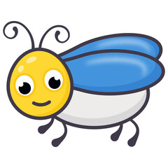 Obraz premium Blattodea insect, flat cartoon icon of cockroach