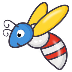 
Flying insect icon of flat cartoon style,  


