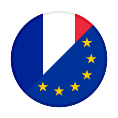 round icon with france and european union flags