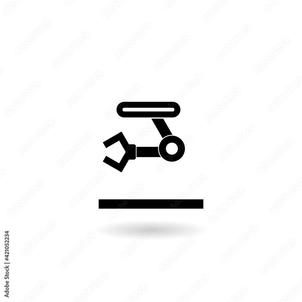 Poster robot arm icon with shadow