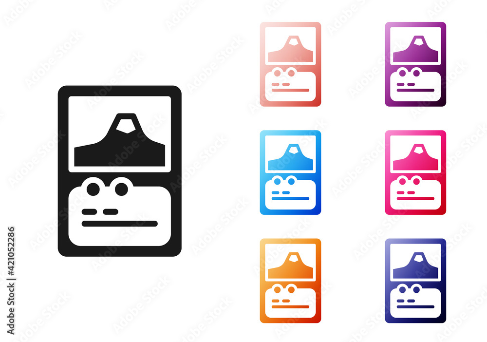 Poster black card game collection icon isolated on white background. fantasy ui kit with magic items. set i